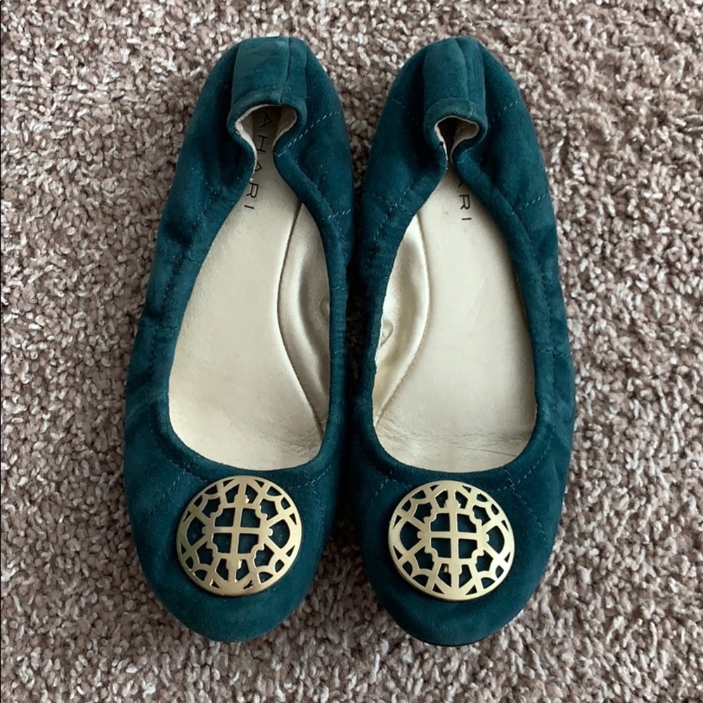 Green flats lightly worn
